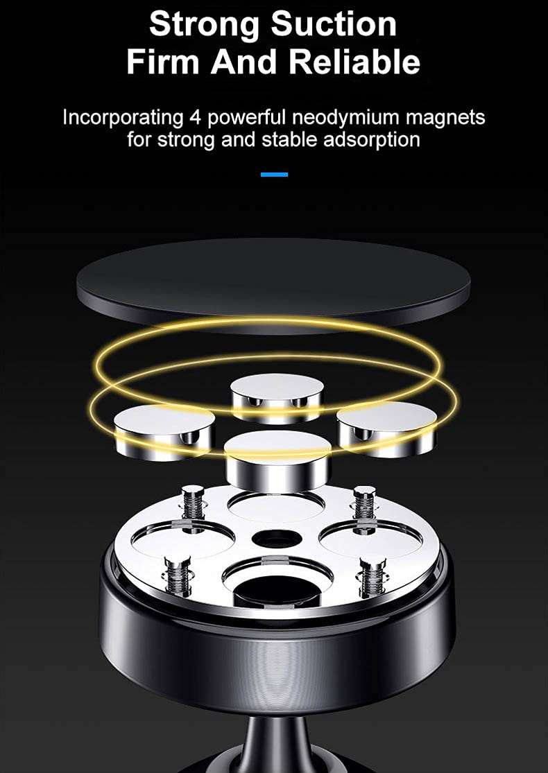 Metal Universal Dashboard Mount Magnetic Mobile Holder for Car with 360 Degree Rotation Compatible for OnePlus Mi Samsung Galaxy iPhone Oppo for Mobile Cell Phone Devices Upto 4.5 inches