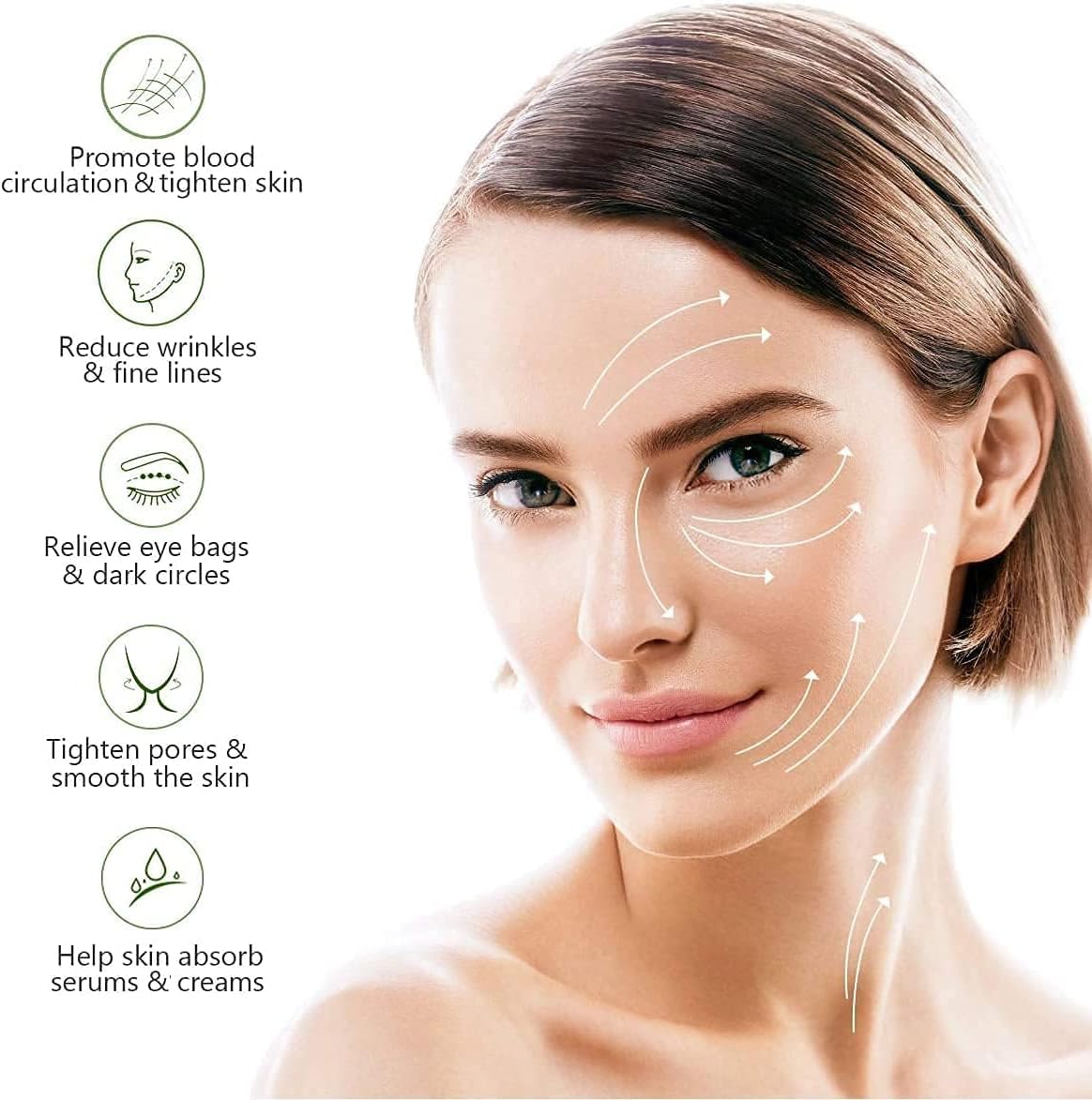 Jade Roller for Face Natural Facial Roller Massage Tools for Eyes, Neck, Body-Anti Wrinkles Aging