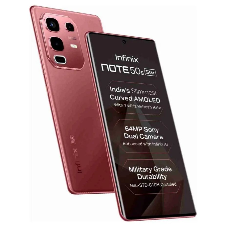 [Brand New] Infinix Note 50S 5G 256GB+8GB 6.78" 144Hz AMOLED Display (64+2)MP Rear Camera 13MP Selfie 5500mAh Battery 45W Charging Dual SIM IP64 On-Screen Fingerprint Android AI Smartphone