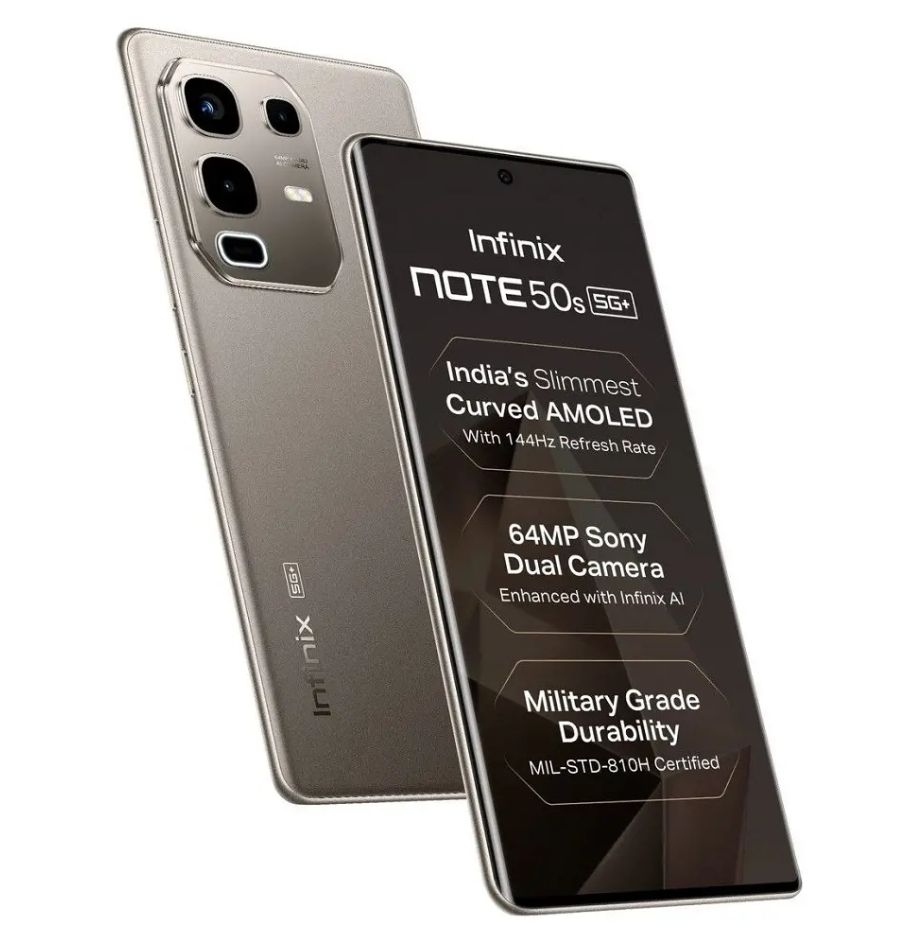 [Brand New] Infinix Note 50S 5G 256GB+8GB 6.78" 144Hz AMOLED Display (64+2)MP Rear Camera 13MP Selfie 5500mAh Battery 45W Charging Dual SIM IP64 On-Screen Fingerprint Android AI Smartphone