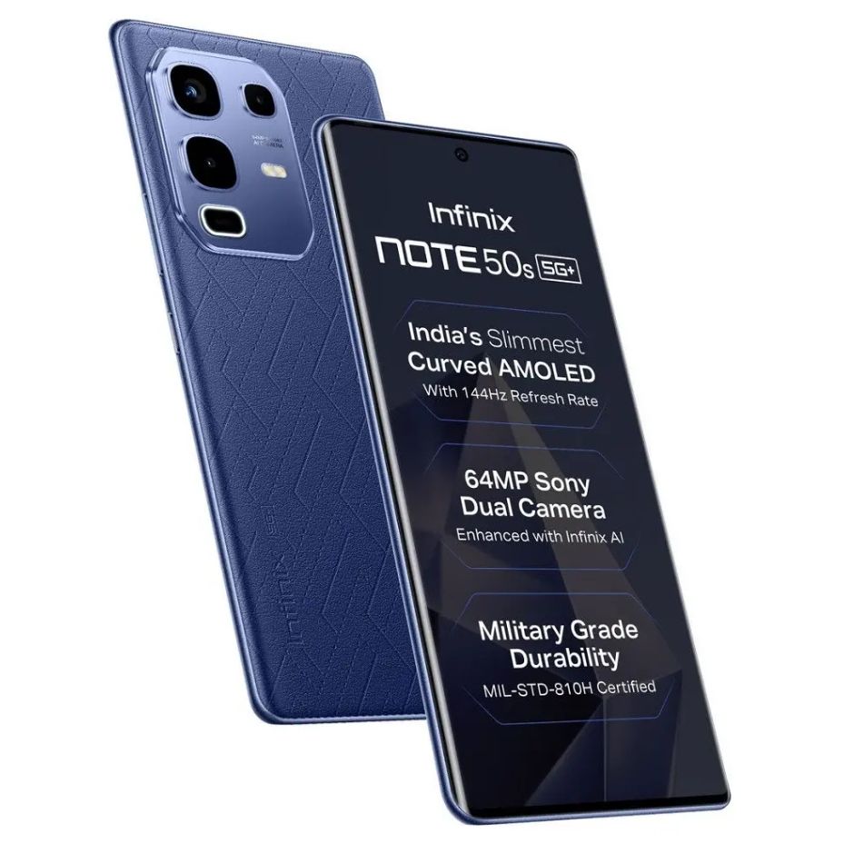 [Brand New] Infinix Note 50S 5G 256GB+8GB 6.78" 144Hz AMOLED Display (64+2)MP Rear Camera 13MP Selfie 5500mAh Battery 45W Charging Dual SIM IP64 On-Screen Fingerprint Android AI Smartphone