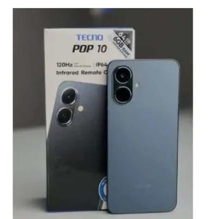 [Hot Deals 🔥🔥🔥] TECNO Pop 10 64GB+6(3+3)GB 6.67" IPS LCD 120Hz Display Dual SIM 13MP Rear Camera 8MP Selfie 5000mAh Battery 15W Fast Charging IP64 Rated Android 15 AI Smartphone