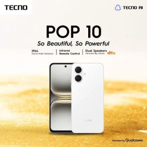 [Hot Deals 🔥🔥🔥] TECNO Pop 10 64GB+6(3+3)GB 6.67" IPS LCD 120Hz Display Dual SIM 13MP Rear Camera 8MP Selfie 5000mAh Battery 15W Fast Charging IP64 Rated Android 15 AI Smartphone