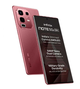 Infinix Note 50s 256+8GB 6.7" 144Hz AMOLED Display 64MP Camera 5500mAh Battery 45W Fast Charging Dual SIM IP 64 Water & Dust Resistance Android 15 On-Screen Fingerprint AI Smartphone