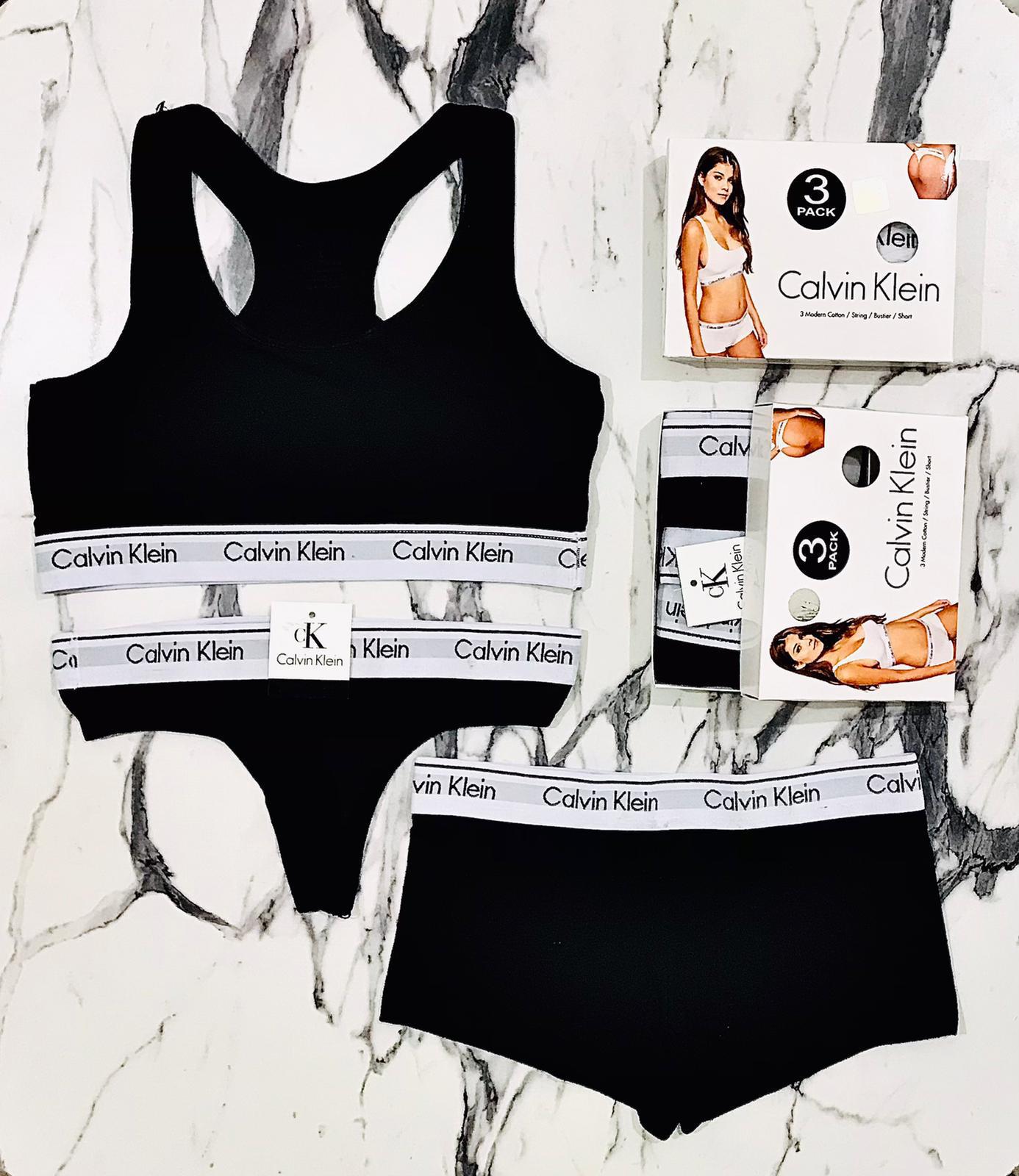 Calvin Klein 3-Piece Women's Underwear Set; Seamless Thong, Hotpant and Sportsbra - Sexy and Comfortable Ladies Briefs Lingerie