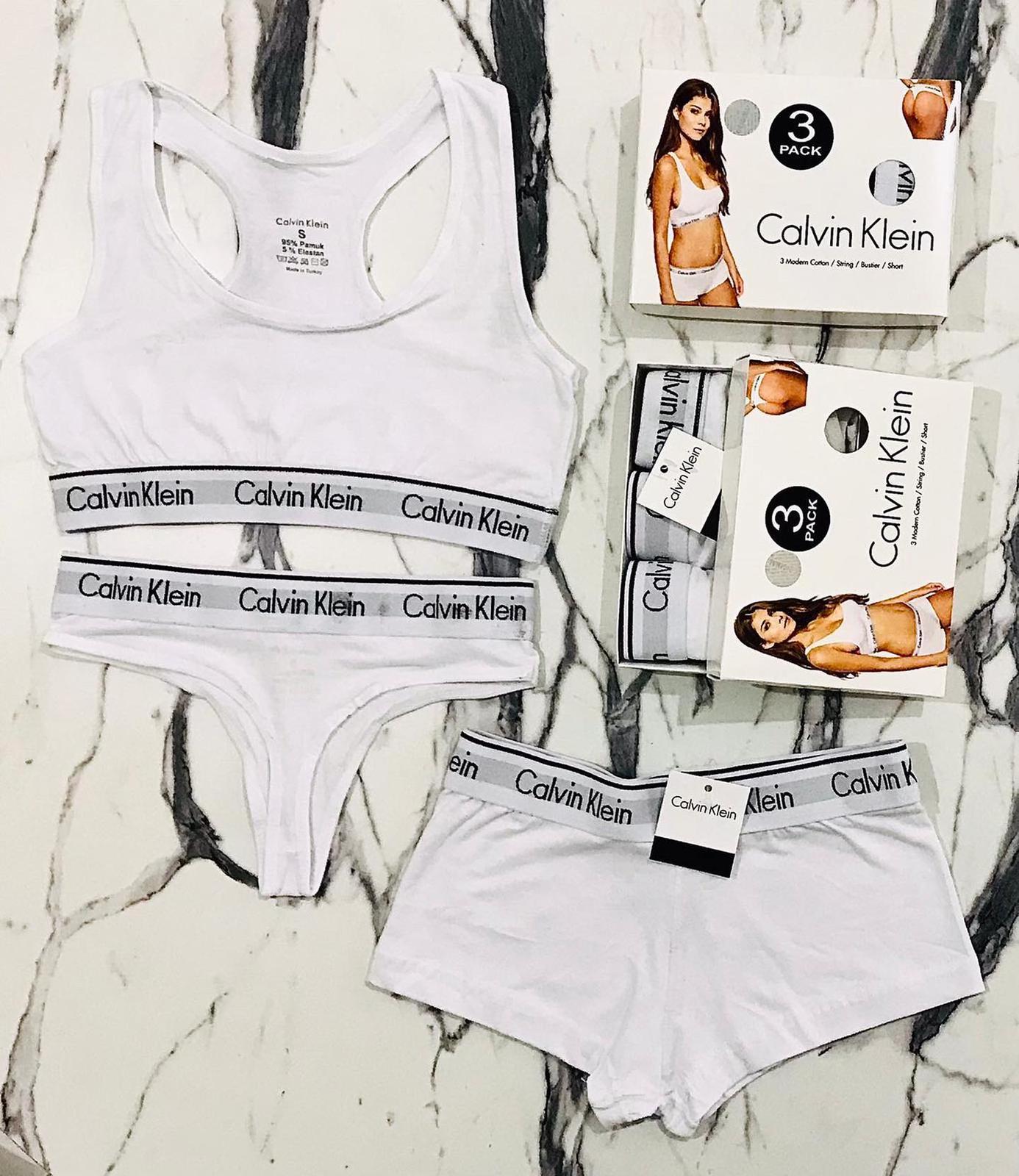 Calvin Klein 3-Piece Women's Underwear Set; Seamless Thong, Hotpant and Sportsbra - Sexy and Comfortable Ladies Briefs Lingerie