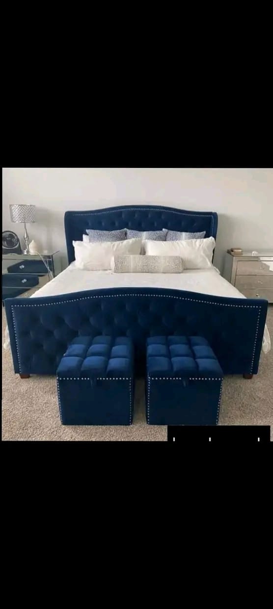Marcella Tufted Wingback Bed With NO FOOT RESTS