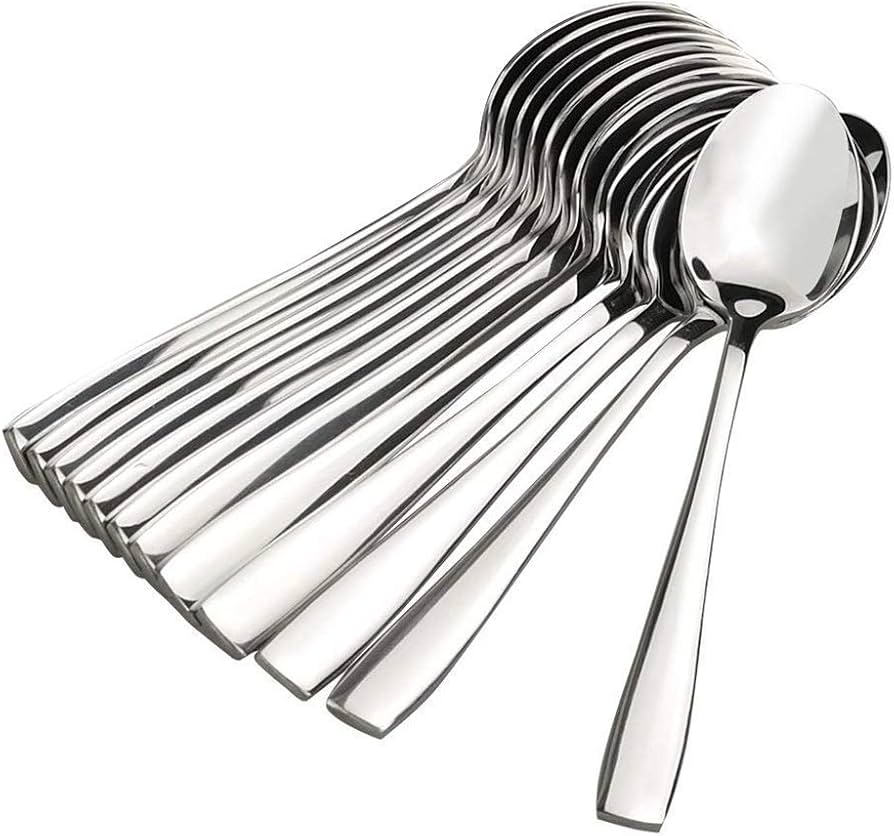 12-Piece Stainless Steel Dinner Spoon Set – Durable Rust-Resistant Cutlery with Elegant Mirror Finish, Comfortable Grip and Long-Lasting Shine for Home Dining, Restaurants, Hotels and Events