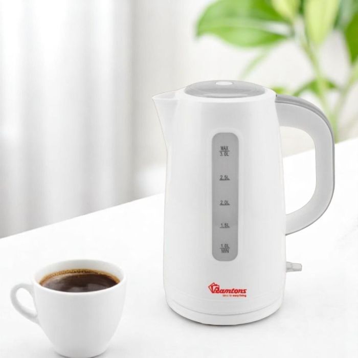 Ramtons 3L Electric Kettle RM/567 – Fast Boiling, Durable Stainless Steel Body, Auto Shut-Off, Cool-Touch Handle, 360° Rotating Base, Perfect for Home, Office, or Daily Use
