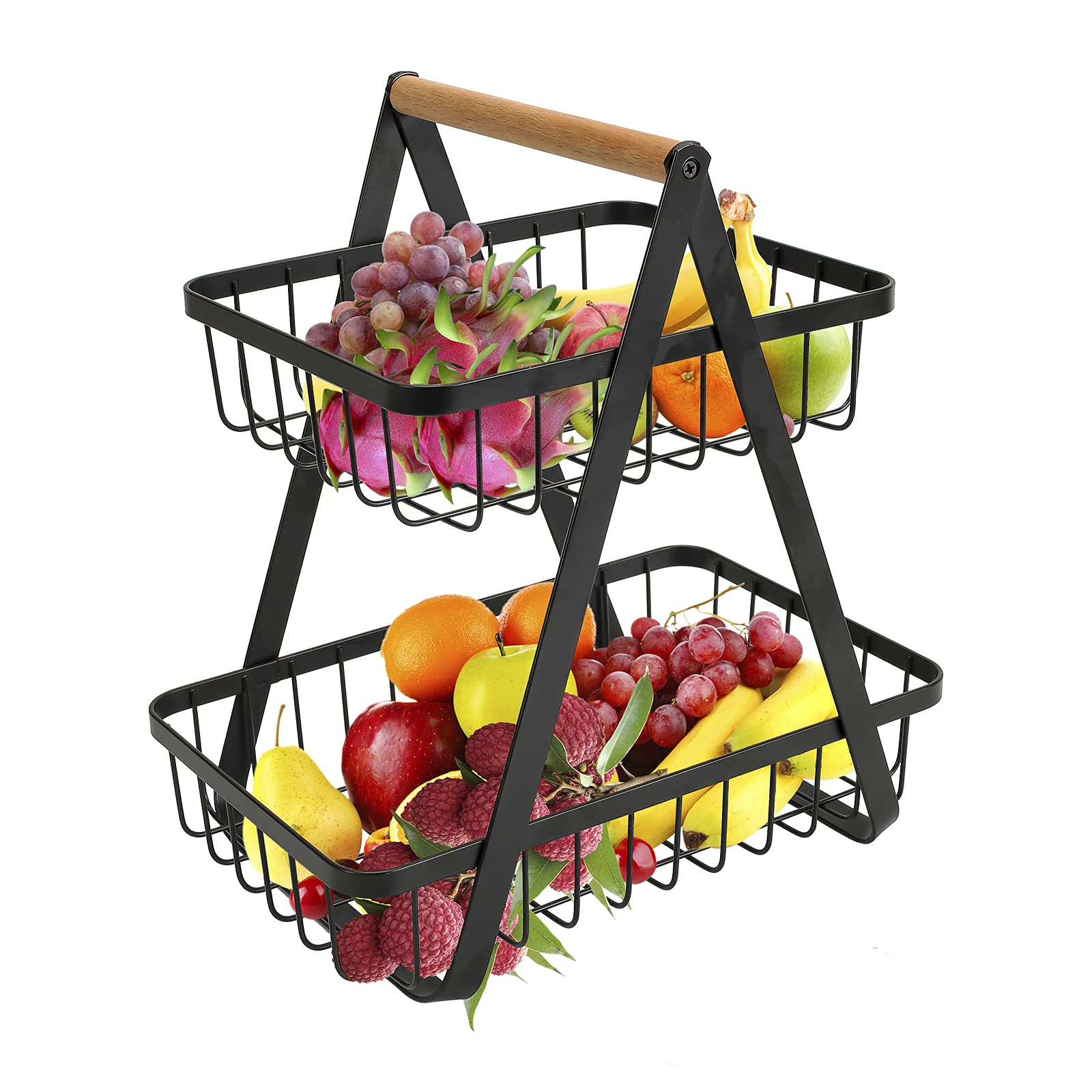 Two-Tier Fruit Rack – Durable Metal Storage Organizer with Stylish Design, Perfect for Kitchen Counters, Dining Tables, or Pantries. Holds Fruits, Vegetables, and Snacks Neatly and Accessibly