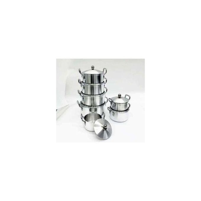 Original Tornado TC Cookware Set Sufuria – 14-Piece Silver Stainless Steel Pots with Lids, Durable Heat Distribution, Elegant Finish, Ideal for Daily Cooking and Family Kitchens