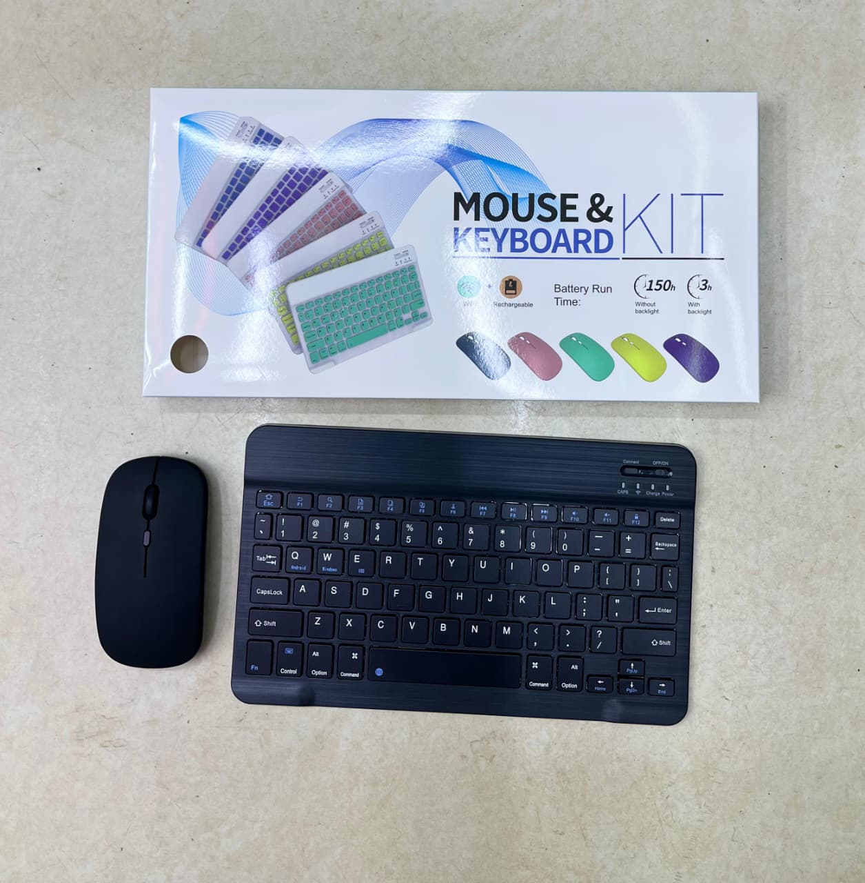 Bluetooth Keyboard and Mouse Combo – Wireless Compact Keyboard with Smooth Optical Mouse, Stable Bluetooth Connectivity, Rechargeable Design, Quiet Keys, Ideal for Laptop, Tablet and PC Use