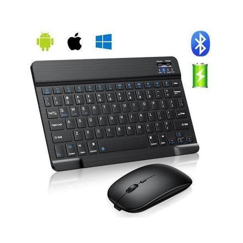 Bluetooth Keyboard and Mouse Combo – Wireless Compact Keyboard with Smooth Optical Mouse, Stable Bluetooth Connectivity, Rechargeable Design, Quiet Keys, Ideal for Laptop, Tablet and PC Use