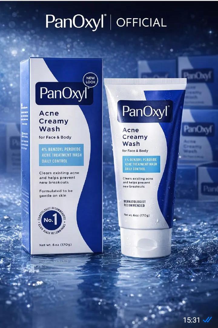 PanOxyl Acne Creamy Wash 4% Benzoyl Peroxide Face & Body Cleanser – Clears Acne & Prevents