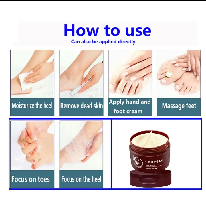 CINDYNAL Horse Oil Deep Repair Hand & Foot Moisturizing Cream for Dry Cracked Heels Skin Repair Nourishing Foot Care Balm