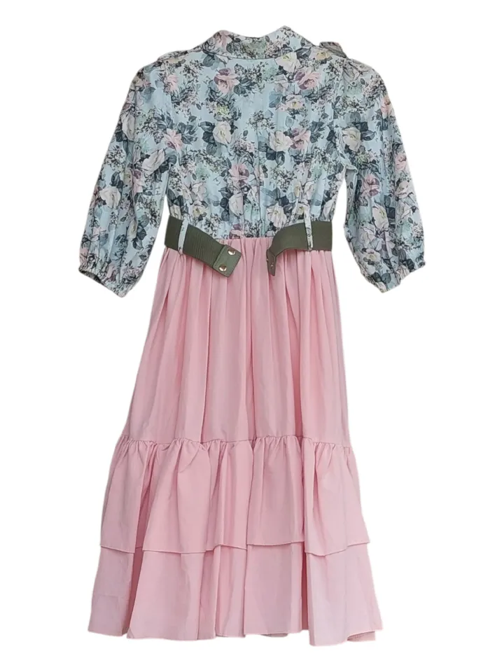 Elegant floral & pink Ruffle Girls Dress