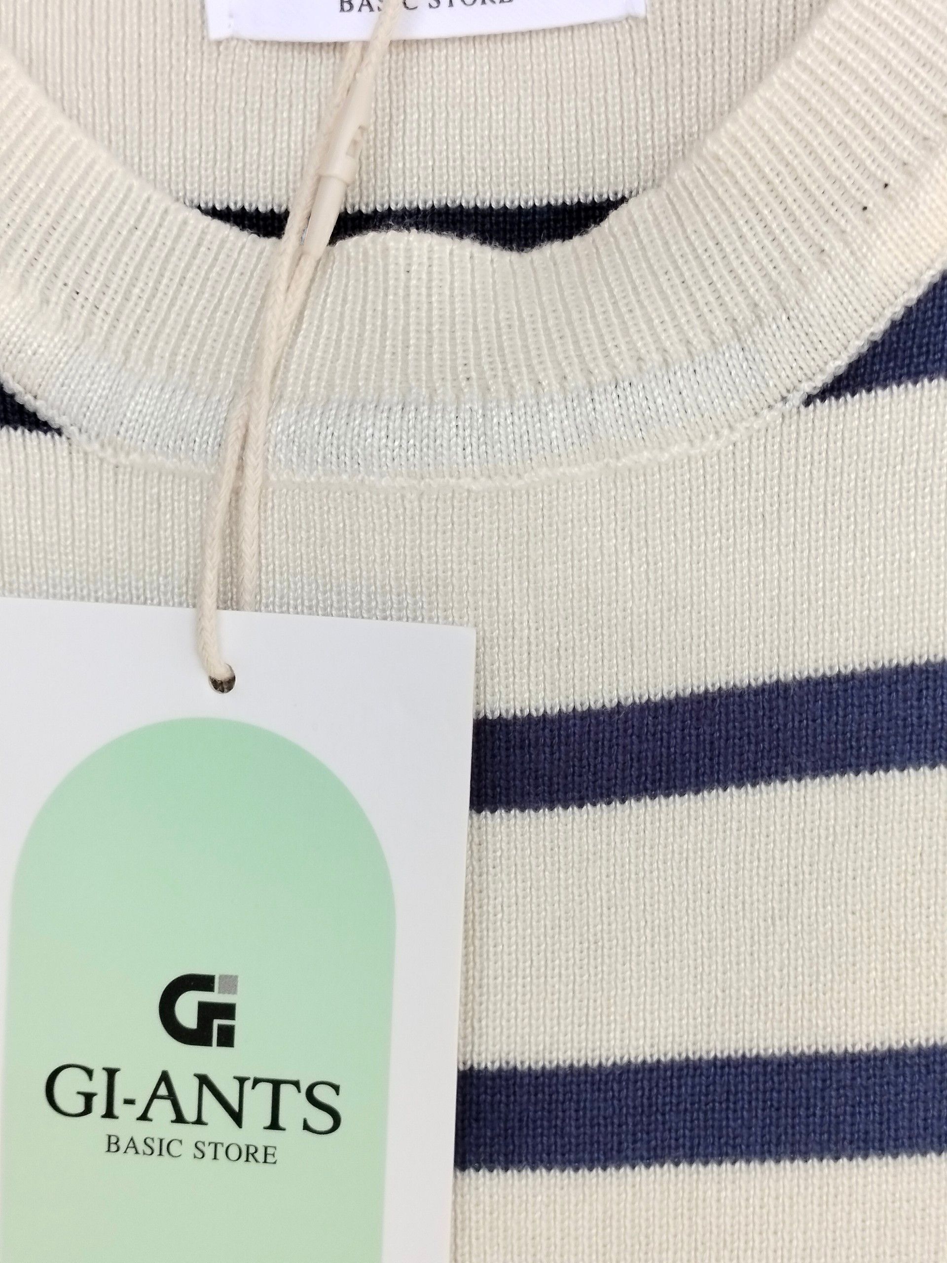 Stay cool and look fabulous in this breathable high quality Ribbed knit  navy and cream striped crop top .