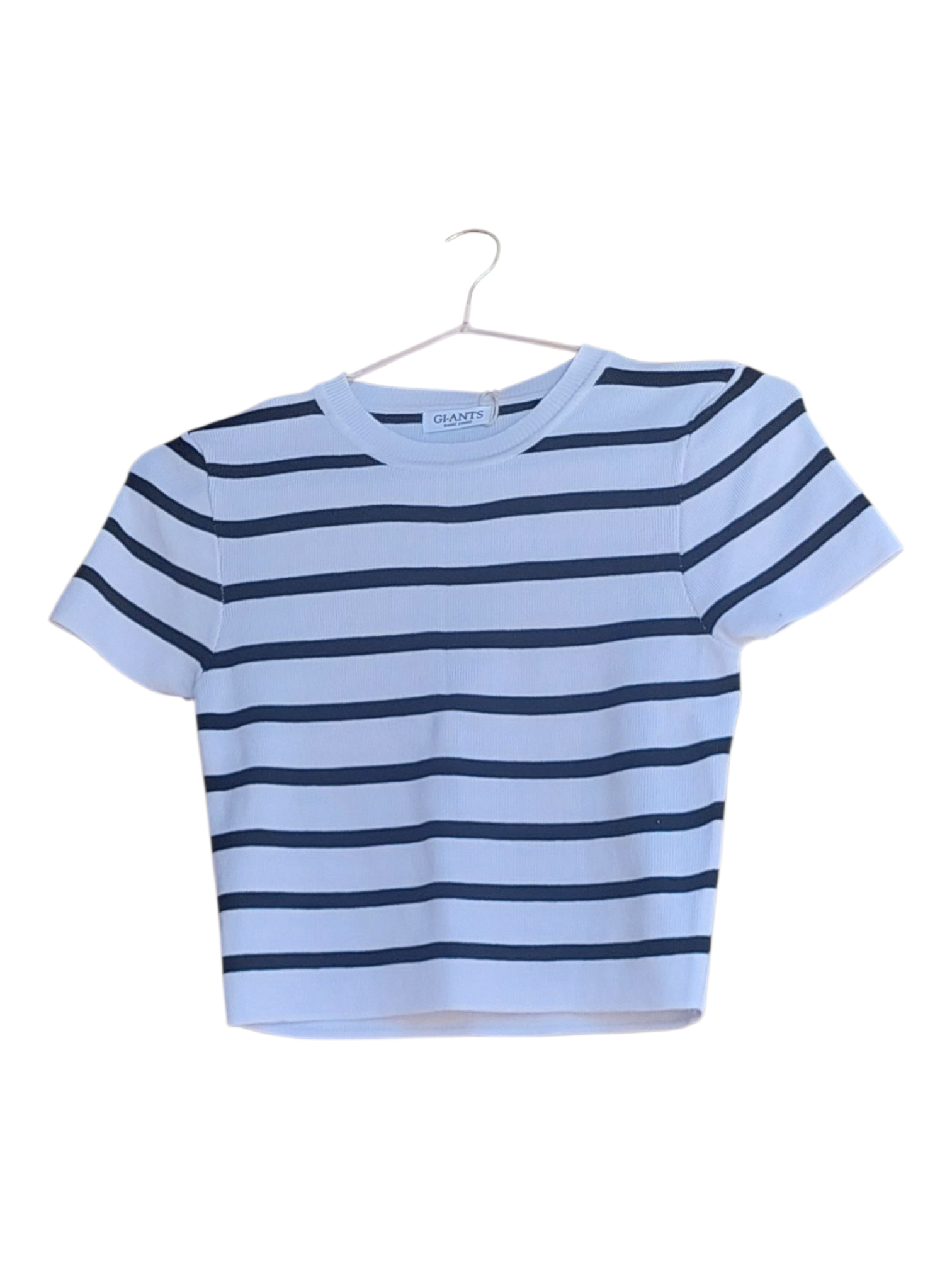 The Ultimate parisian chic.Bershka Black and white Striped Rib _knit Crop sweater.