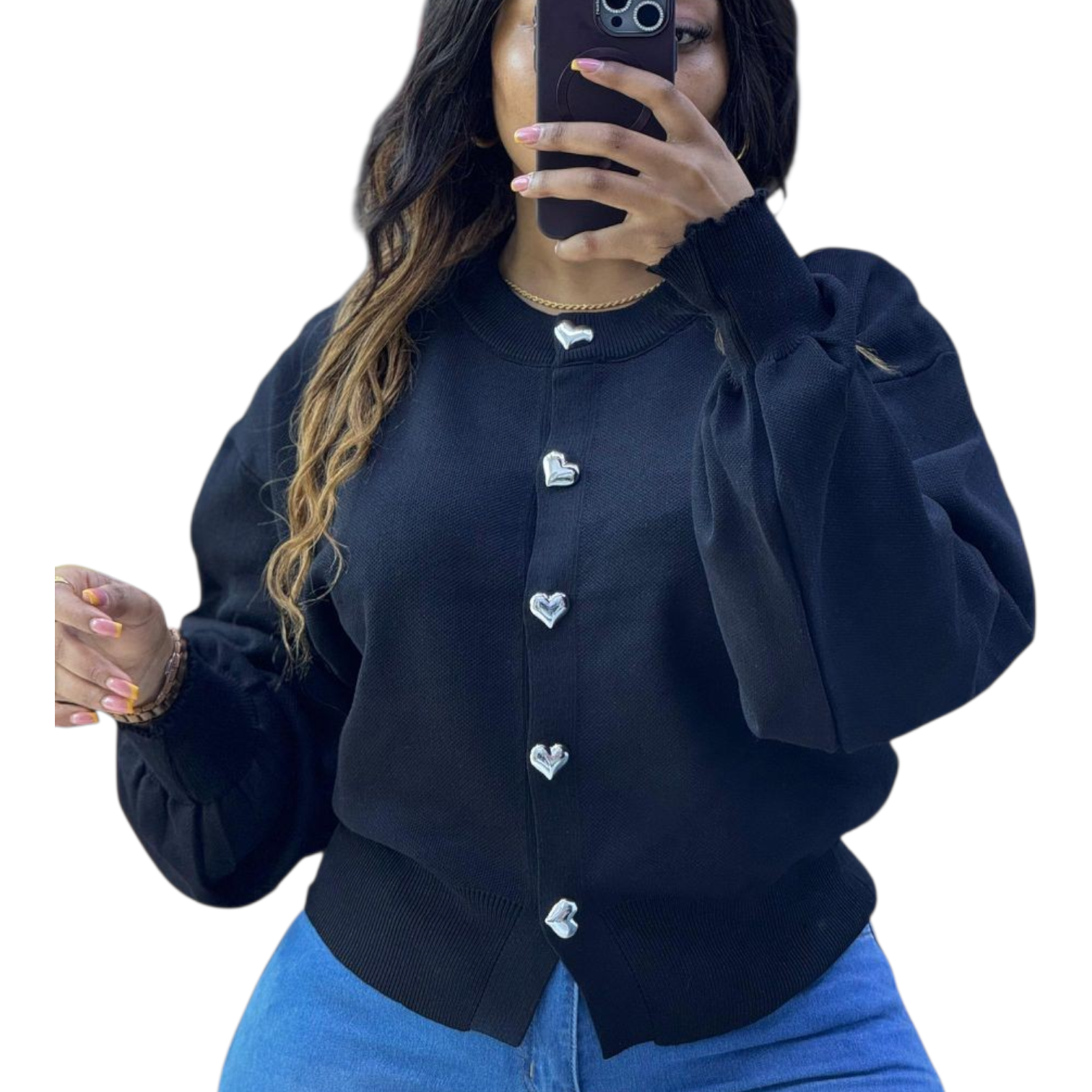 Step into effortless elegance with this chic black knitted sweater to elevate your everyday look.