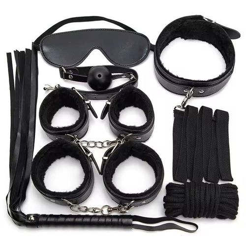 10pcs BDSM Bondage Restraints Set for Women and Couples Adjustable for Role Play Bed Game Plush Handcuffs Restraints Kit Adult Sex Toys for Enhanced with Whip, Blindfold, Mouth Gag, Nipples Clip.