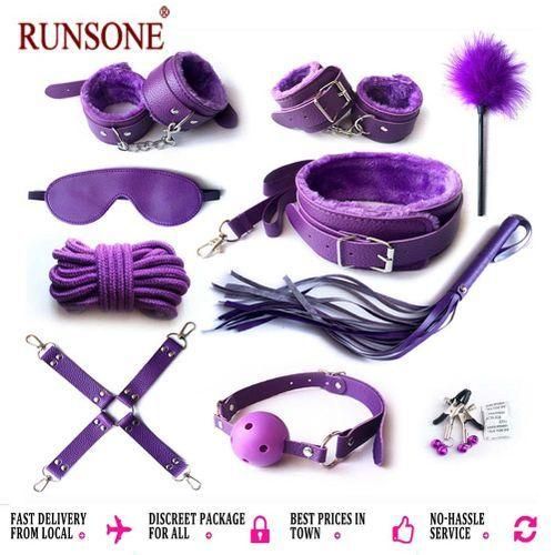 10pcs BDSM Bondage Restraints Set for Women and Couples Adjustable for Role Play Bed Game Plush Handcuffs Restraints Kit Adult Sex Toys for Enhanced with Whip, Blindfold, Mouth Gag, Nipples Clip.