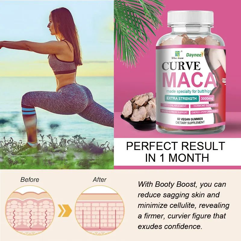 Curve Maca Daynee Gummies for Butt & Hips Enlargement Enhances Curves, Boosts Energy, & Balances Hormones. Curve Maca is a natural supplement which Stimulates Curves and Shape Effectively For Women