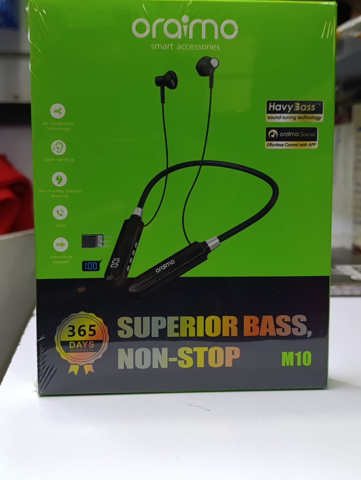 Oraimo Wireless Bluetooth Neckband, With great bass, ultimate neck comfort and comfortable earbuds