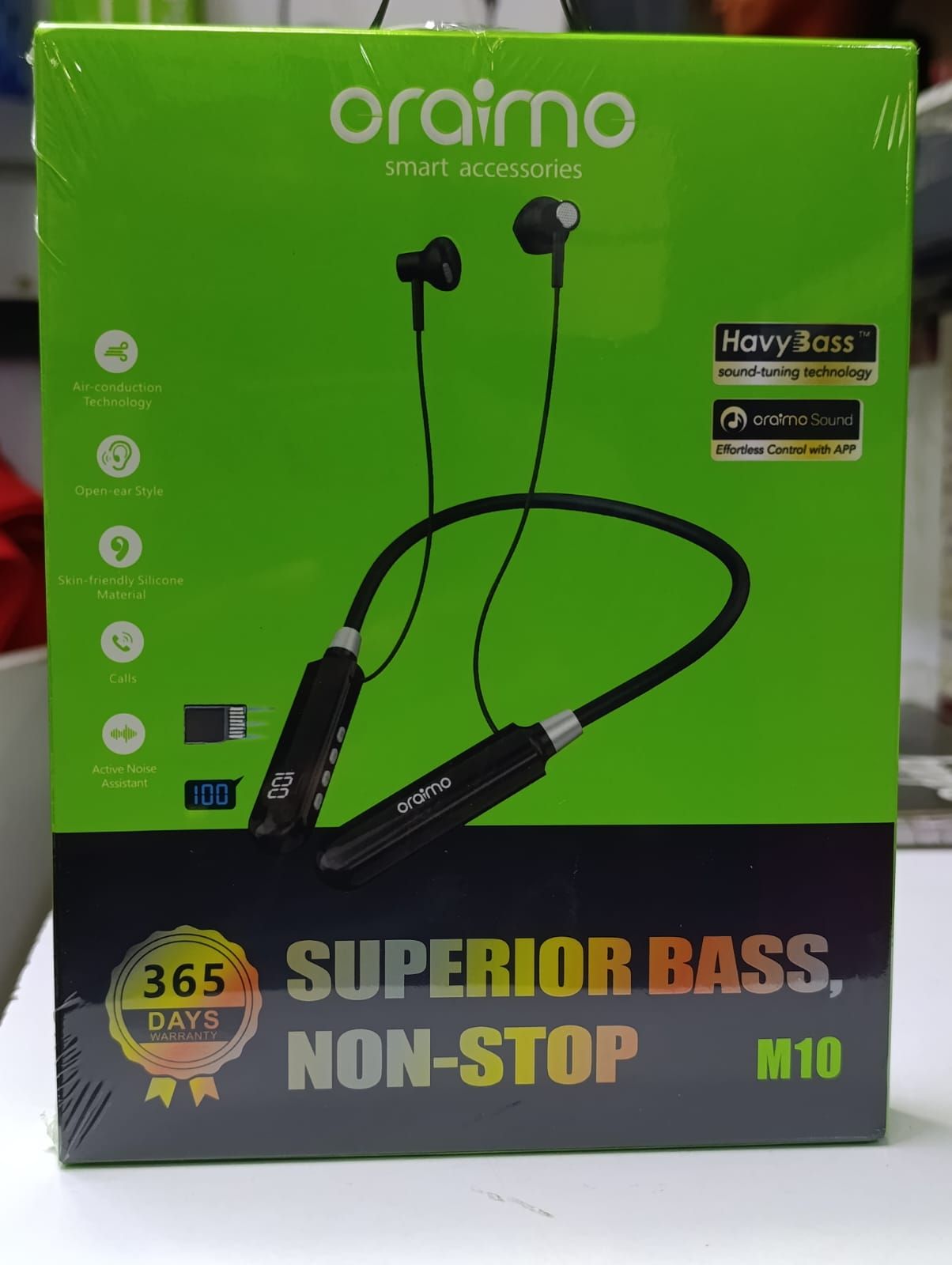 Oraimo Wireless Bluetooth Neckband, With great bass, ultimate neck comfort and comfortable earbuds