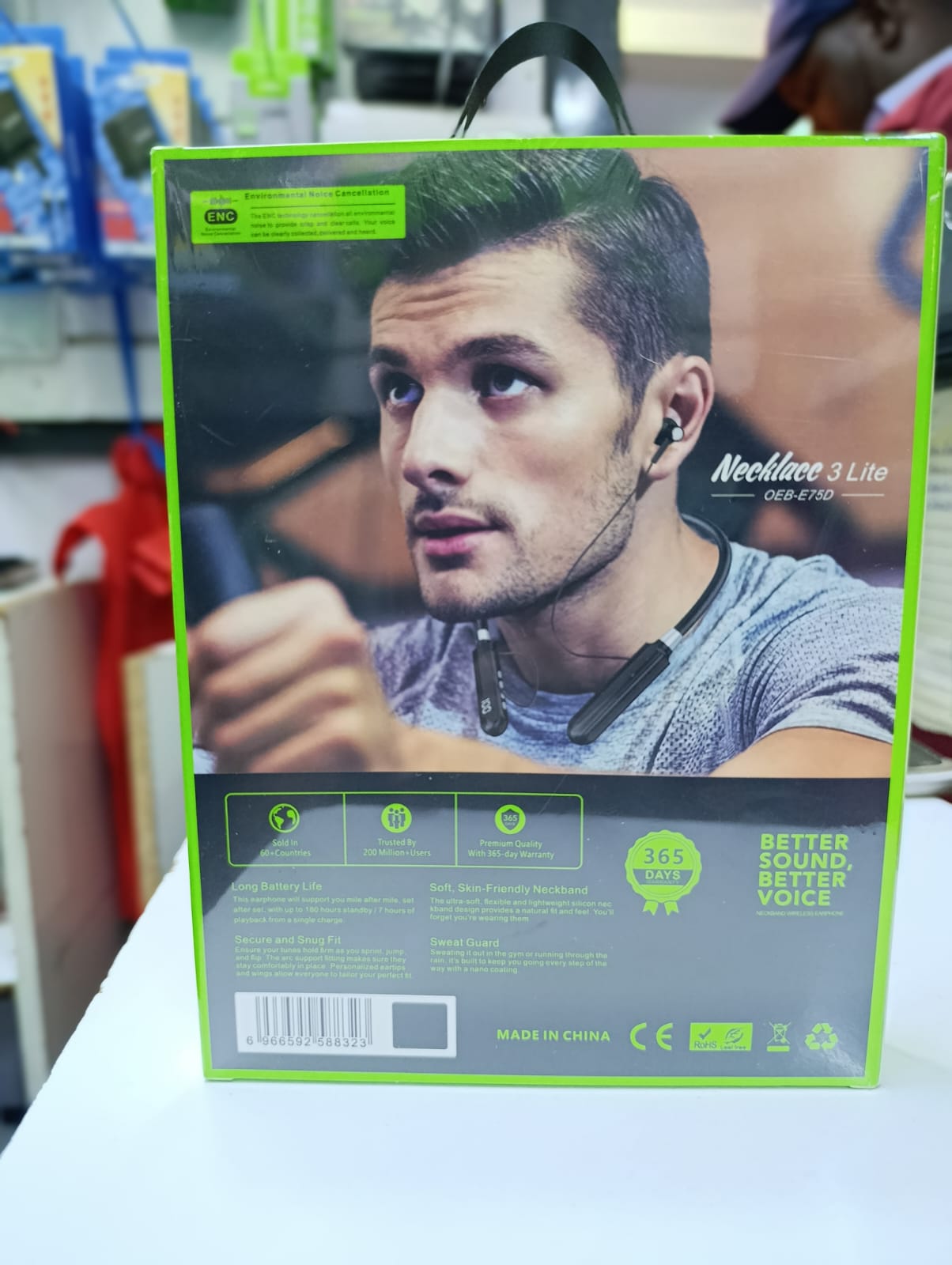 Oraimo Wireless Bluetooth Neckband, With great bass, ultimate neck comfort and comfortable earbuds