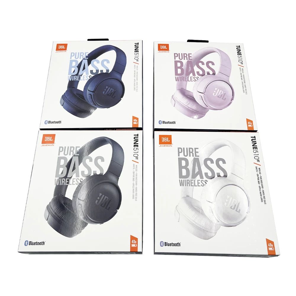 Brand New JBL Tune 510BT: Noise-cancelling Wireless Headset On-Ear Headphones with Purebass Sound Hands free calls Foldable design light weight earphones Head Set