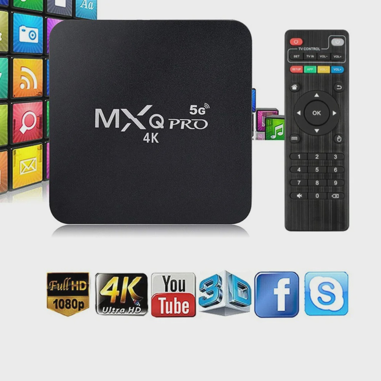 MXQ Android 12.1 Smart TV Box – 2GB RAM, 16GB ROM, 4K Ultra HD Streaming, Wi-Fi, HDMI Output, Fast Processor & Android 12.1 OS – Smart Media Player for Apps, Movies, YouTube & Home Entertainment