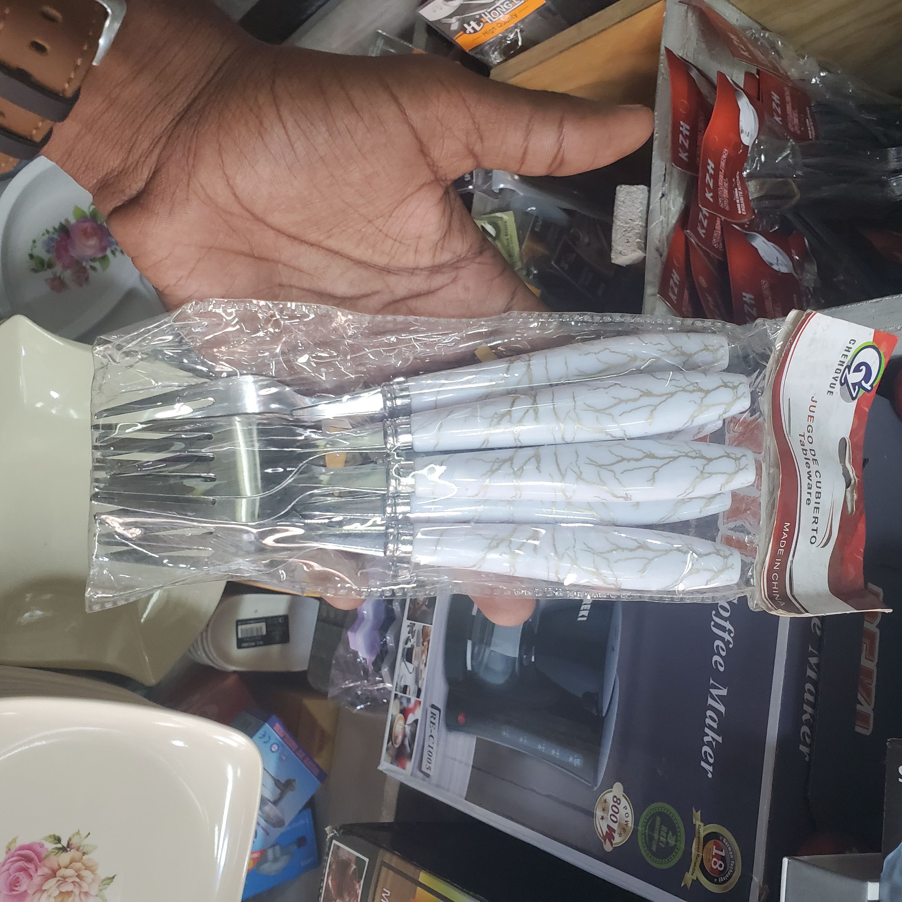 Marble Handle Cutlery Set – 6-Piece Fork Set / 6-Piece Spoon Set / Fork + Spoon Combo | Premium Stainless Steel | Elegant Marble Design for Home & Dining