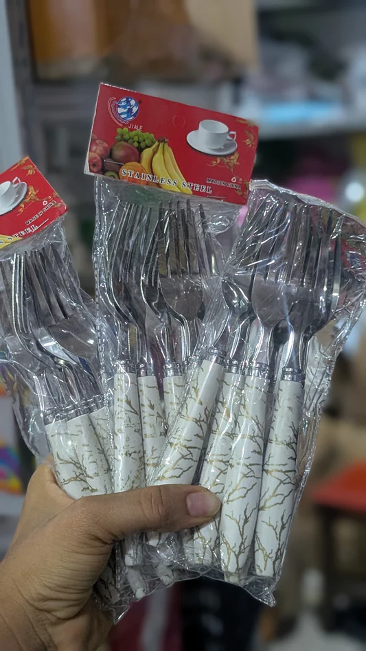 Marble Handle Cutlery Set – 6-Piece Fork Set / 6-Piece Spoon Set / Fork + Spoon Combo | Premium Stainless Steel | Elegant Marble Design for Home & Dining