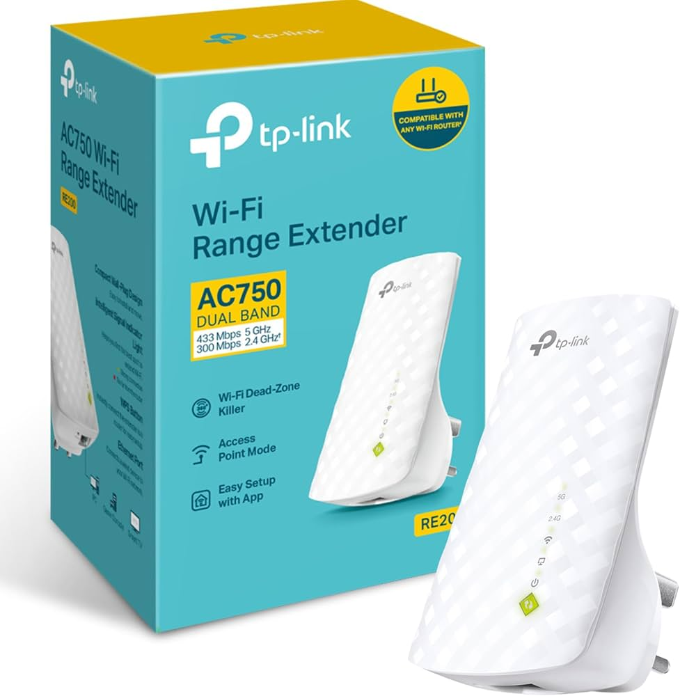 TP-Link Dual Band Mesh WiFi Extender – 433Mbps + 300Mbps Signal Booster with OneMesh Support, Smart Roaming & Wide Coverage for Home/Office