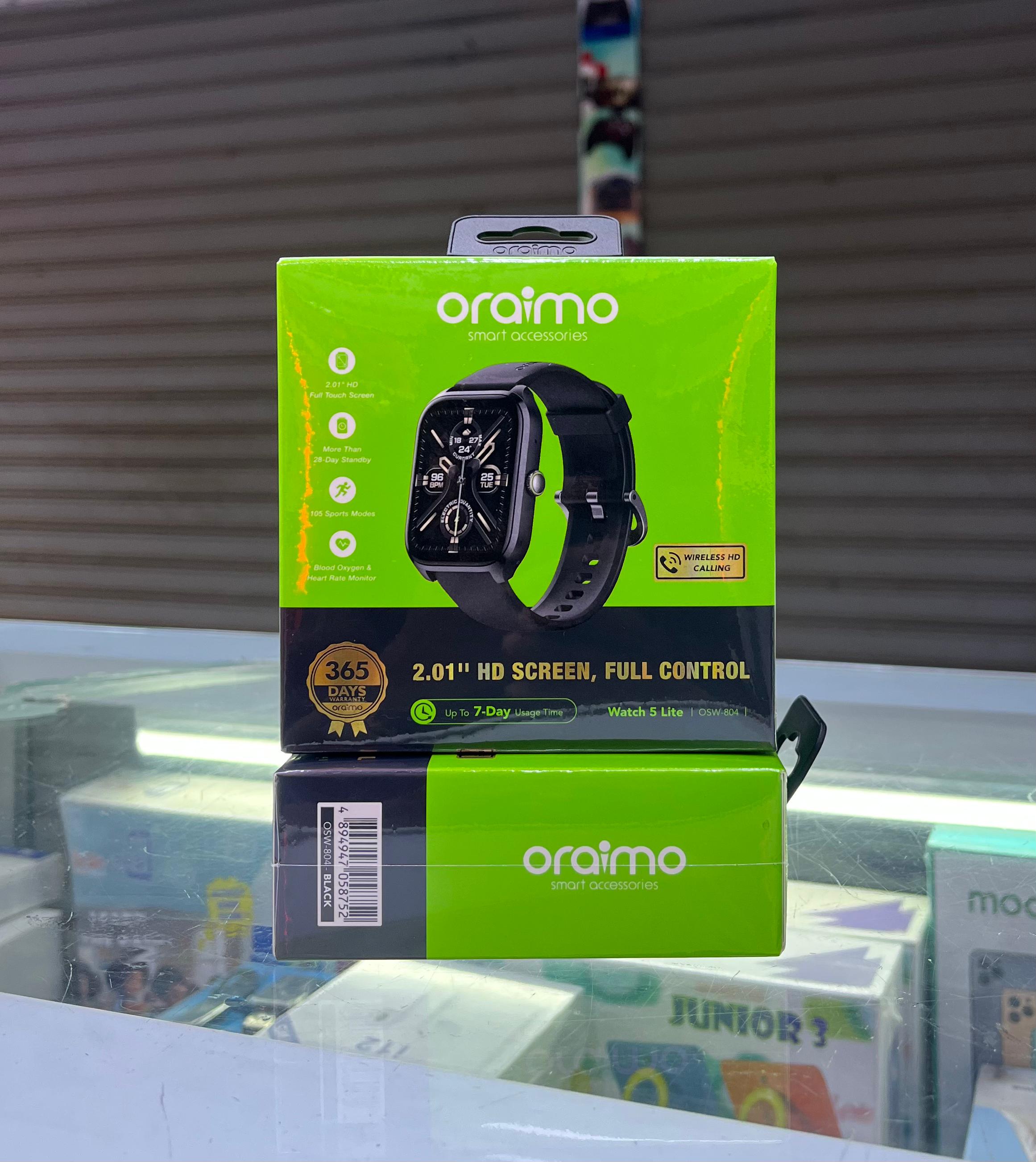 Original Verified Oraimo Watch 5 Lite – 2.01" HD Full Touch | Bluetooth Calling | IP68 Waterproof