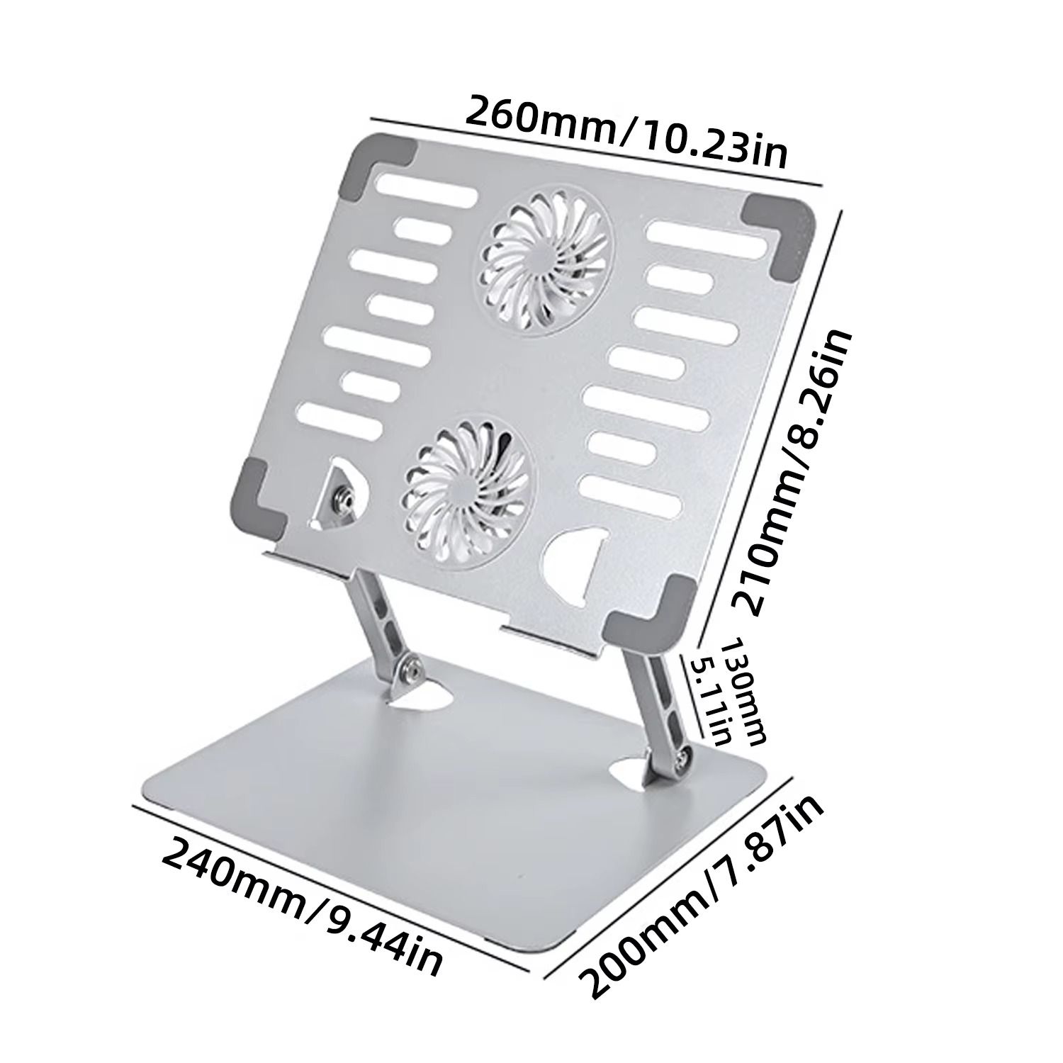 💻❄️ Adjustable Laptop Stand with Dual Cooling Fan – Ergonomic Aluminium Alloy Riser for 10–17 inch Laptops | Height Adjustable, Foldable, Silent Cooling Fans