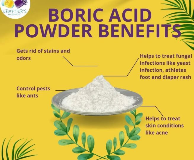 Boric Acid Antibacterial And Anti-Fungal Agent Powder For Vaginal Remedies, Acne, Antiseptic, Athlete Foot and General Infections