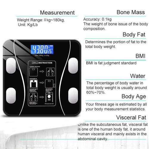 Digital weighing scale machine weighing scale body weight at home portable scale 180kg BMI Digital Weight Machine with Body Fat Analyzer & Body Composition Monitor Sync with Mobile App