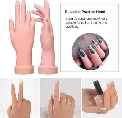Bendable Hand training dummy cosmetology training Nail Art Practice Hand - Flexible Silicone Hand Model for Manicure Training rings bracelet hand display Mannequin