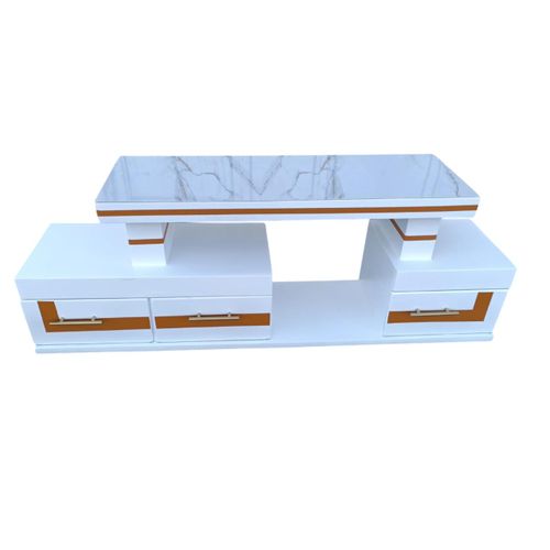 New Arrival Elegant 5FT Marble Top TV Stand with Built-in LED Lights – Modern 150cm Entertainment Console with Storage for TVs Up to 55”, 15kg Weight Capacity