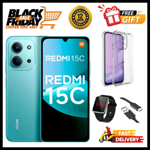 END OF MONTH OFFERS🔥🔥🔥BRAND NEW REDMI 15C 128GB/256GB Storage UPTO 8GB(4+4GB Extended) / 16GB Ram 6.9'' LCD 50MP Main Camera 6000mAh 33W Fast Charger Android 15 Xiaomi Hyper OS 2 Side Fingerprint