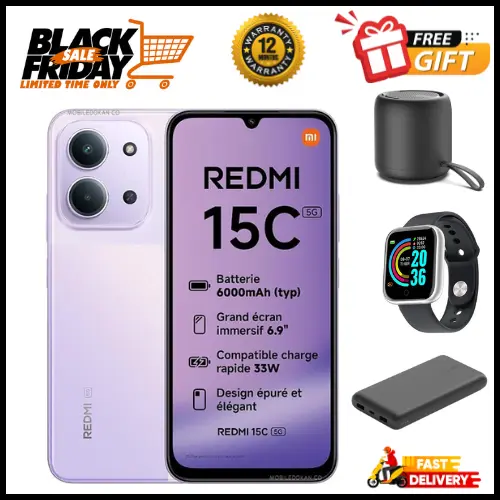 END OF MONTH OFFERS🔥🔥🔥BRAND NEW REDMI 15C 128GB/256GB Storage UPTO 8GB(4+4GB Extended) / 16GB Ram 6.9'' LCD 50MP Main Camera 6000mAh 33W Fast Charger Android 15 Xiaomi Hyper OS 2 Side Fingerprint