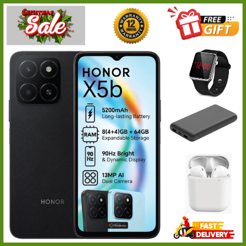 CHRISTMAS OFFERS🔥🔥🔥BRAND NEW HONOR X5B , 4GB RAM + 128GB ROM Storage, 6.56'' Displays, 5200mAh Battery, Android 14 Dual Sim, MediaTek Helio, Fingerprint (side-mounted), (12 nm) 4G Smart Phones