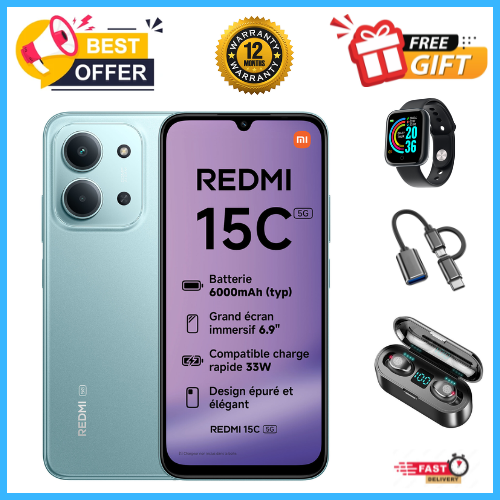 END OF MONTH OFFERS🔥🔥🔥BRAND NEW REDMI 15C 128GB/256GB Storage UPTO 8GB(4+4GB Extended) / 16GB Ram 6.9'' LCD 50MP Main Camera 6000mAh 33W Fast Charger Android 15 Xiaomi Hyper OS 2 Side Fingerprint