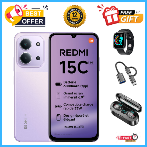 END OF MONTH OFFERS🔥🔥🔥BRAND NEW REDMI 15C 128GB/256GB Storage UPTO 8GB(4+4GB Extended) / 16GB Ram 6.9'' LCD 50MP Main Camera 6000mAh 33W Fast Charger Android 15 Xiaomi Hyper OS 2 Side Fingerprint