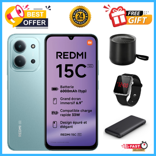 END OF MONTH OFFERS🔥🔥🔥BRAND NEW REDMI 15C 128GB/256GB Storage UPTO 8GB(4+4GB Extended) / 16GB Ram 6.9'' LCD 50MP Main Camera 6000mAh 33W Fast Charger Android 15 Xiaomi Hyper OS 2 Side Fingerprint