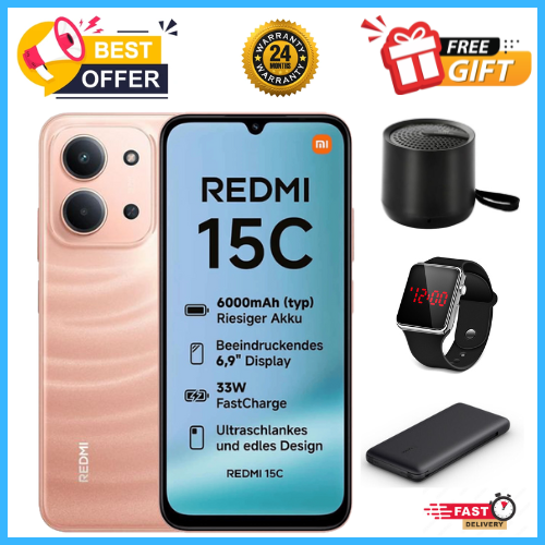 END OF MONTH OFFERS🔥🔥🔥BRAND NEW REDMI 15C 128GB/256GB Storage UPTO 8GB(4+4GB Extended) / 16GB Ram 6.9'' LCD 50MP Main Camera 6000mAh 33W Fast Charger Android 15 Xiaomi Hyper OS 2 Side Fingerprint