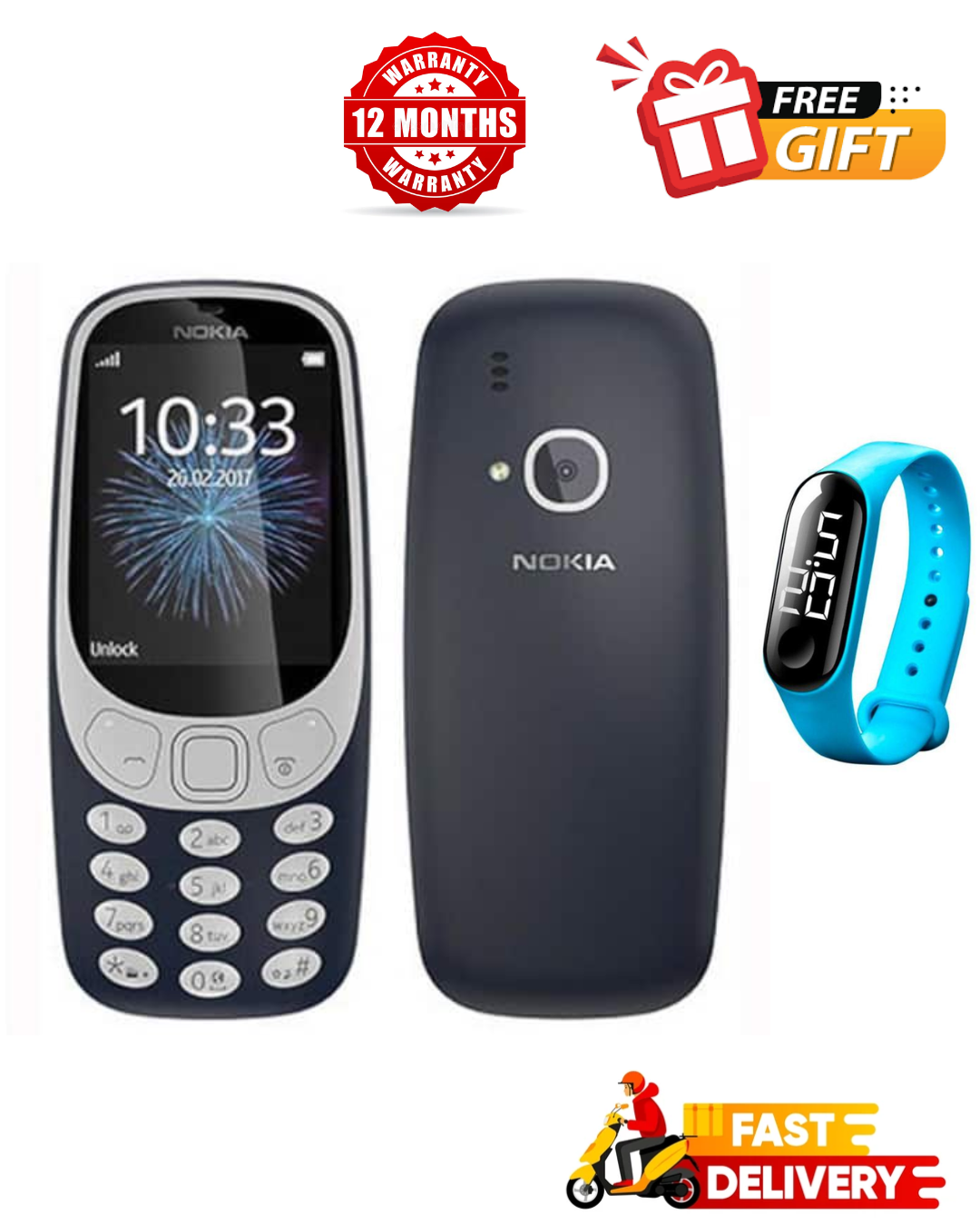 Nokia 3310 4G 512MB Rom 256MB RAM 1200 mAh BIG BATTERY 2.4" screen display HD Camera 2MP Dual SIM Cards Unlocked Cheap Durable Old Phone Classic Featured phone