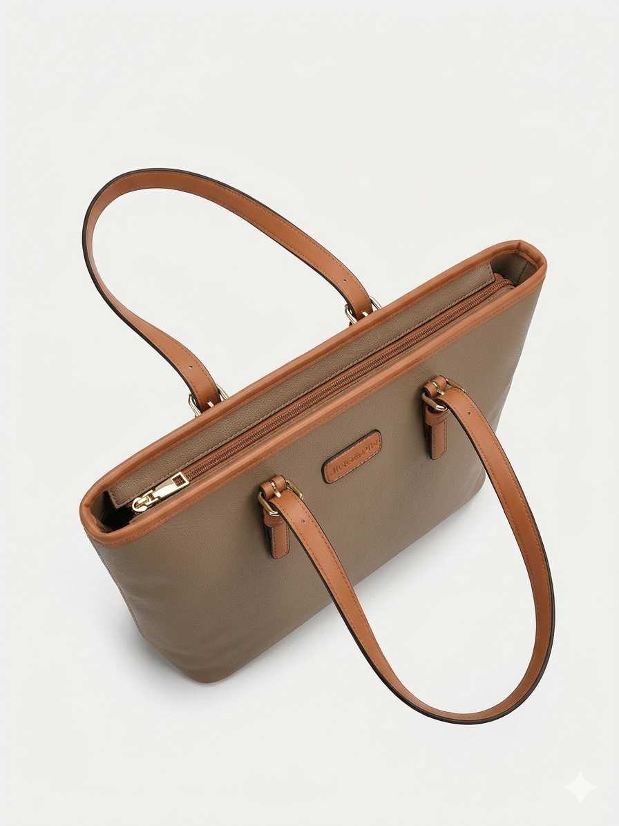 Women's Elegant PU Leather Tote Bag - Large Capacity Shoulder Handbag with Zipper for Office, Casual & Travel