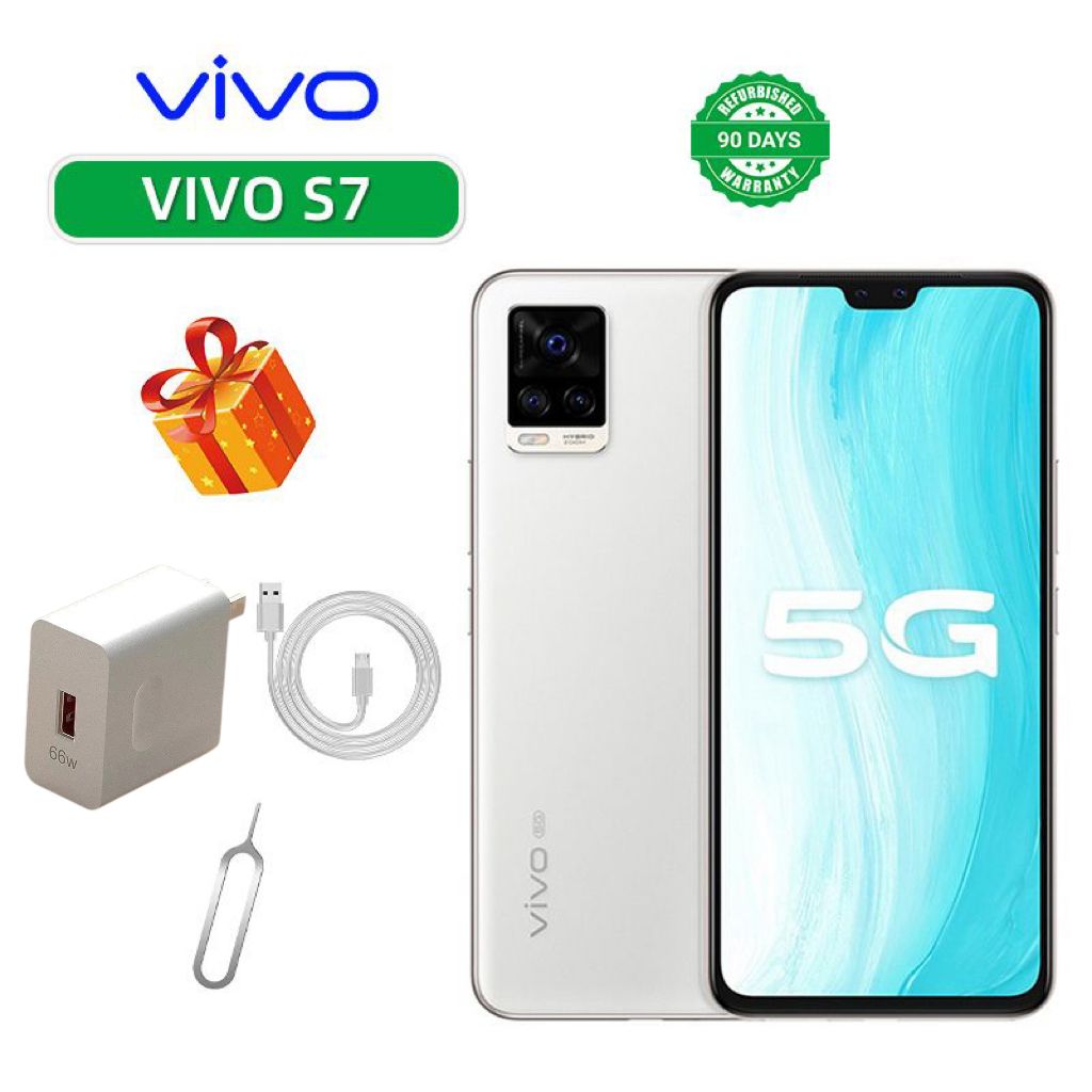 Refurbished vivo S7 Features facial recognition. 5G 6.44-inch screen CPU Qualcomm Snapdragon 765G 64MP camera 4000mAh rechargeable smartphone No fingerprint-based unlock feature